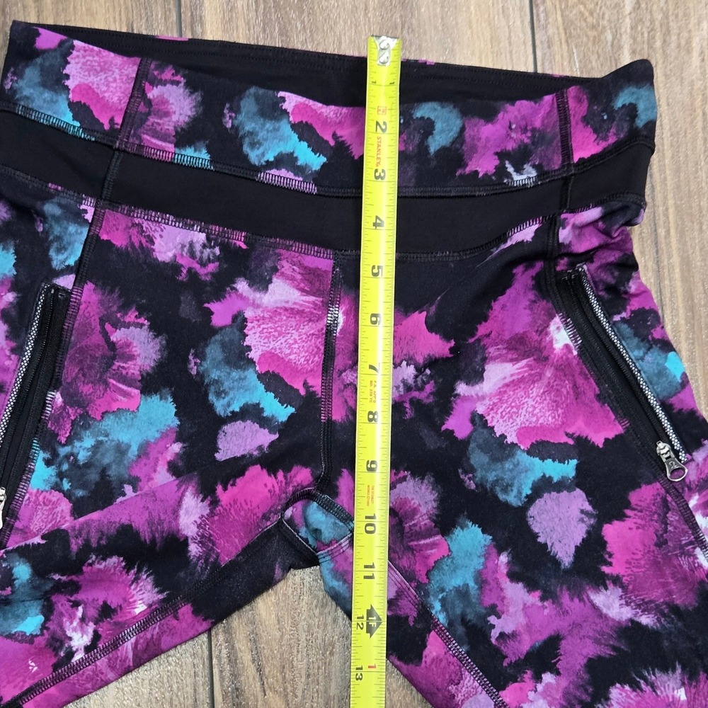 Lululemon Inspire Tight Abstract Floral Mesh Panel Leggings Zipper Pockets 6 - Picture 6 of 15